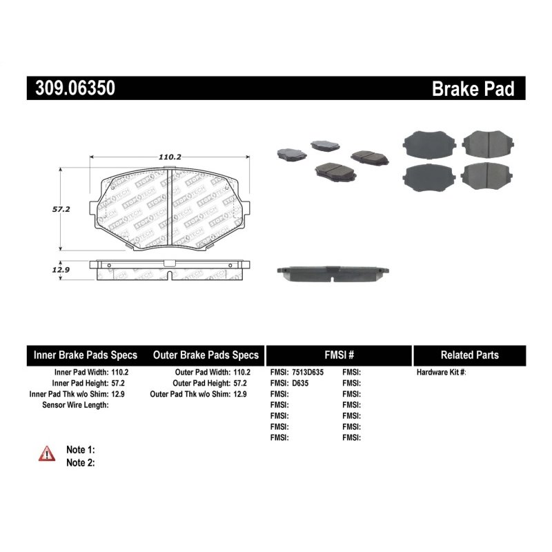 StopTech Performance 94-97/99-05 Miata w/Normal Suspension Front Brake Pads D635