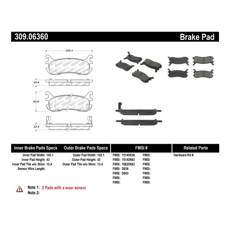 StopTech Performance 94-97/99-05 Miata w/ Normal Suspension Rear Brake Pads D636