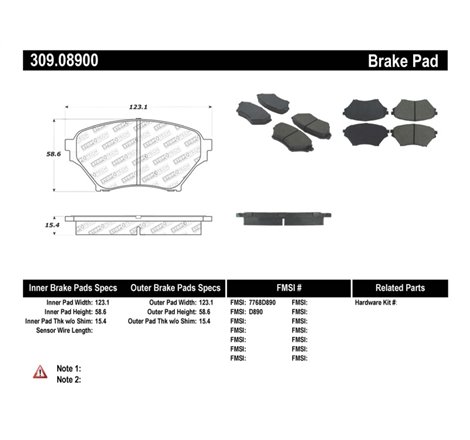 StopTech Performance 01-05 Miata w/ Sport Suspension Front Brake Pads D890