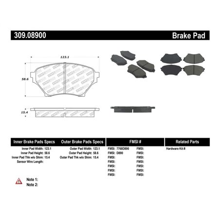 StopTech Performance 01-05 Miata w/ Sport Suspension Front Brake Pads D890