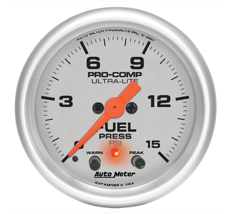 Autometer Ultra-Lite 2-1/16in 15PSI Stepper Motor Fuel Pressure Gauge