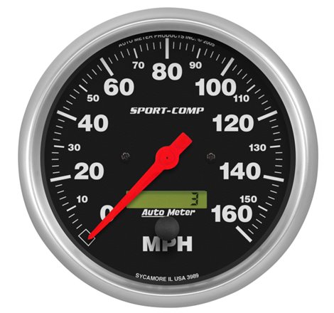 Autometer Sport-Comp 5 inch 160 MPH Electronic Speedometer Gauge w/LCD Odometer