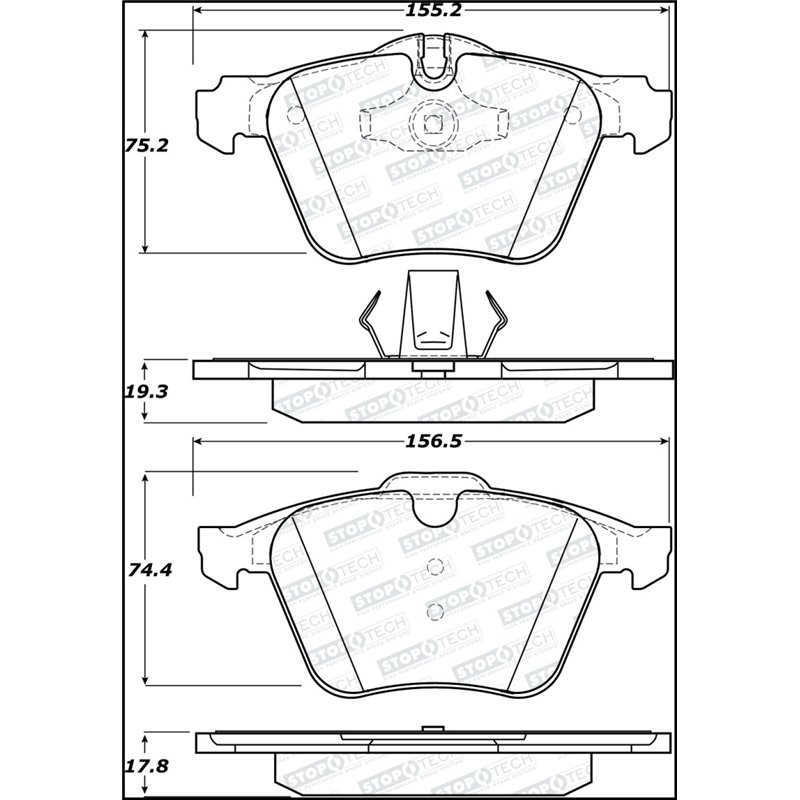 StopTech 06-08 Jaguar S-Type Street Performance Front Brake Pads