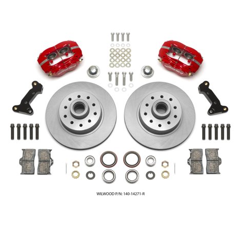 Wilwood Forged Dynalite Front Kit 11.03in 1 PC Rotor&Hub - Red 74-80 Pinto Disc Spindle only