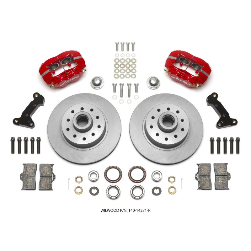 Wilwood Forged Dynalite Front Kit 11.03in 1 PC Rotor&Hub - Red 74-80 Pinto Disc Spindle only