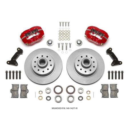 Wilwood Forged Dynalite Front Kit 11.03in 1 PC Rotor&Hub - Red 74-80 Pinto Disc Spindle only