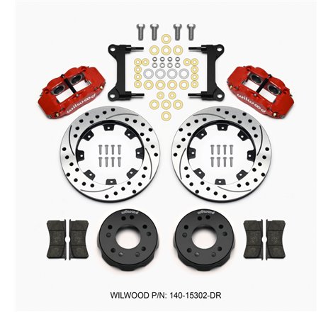 Wilwood Narrow Superlite 6R Front Kit 12.19in Drilled Red 63-87 C10 w/ Wilwood Pro Spindles