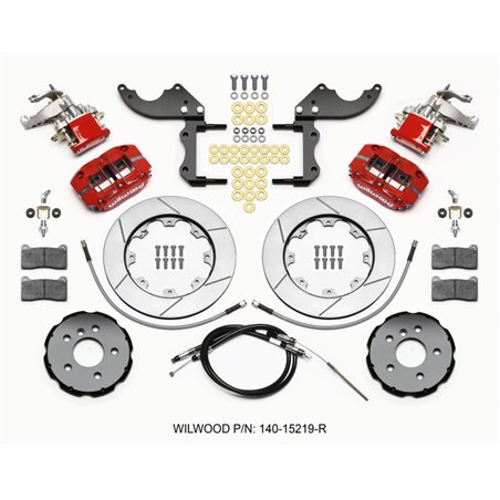 Wilwood Dynapro Radial4 / MC4 Rear Kit 12.19 Red 2014-2015 Mini Cooper w/Lines & Cables