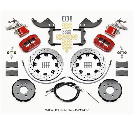 Wilwood Dynapro Radial4 / MC4 Rear Kit 12.19 Drilled Red 2014-2015 Mini Cooper w/Lines & Cables