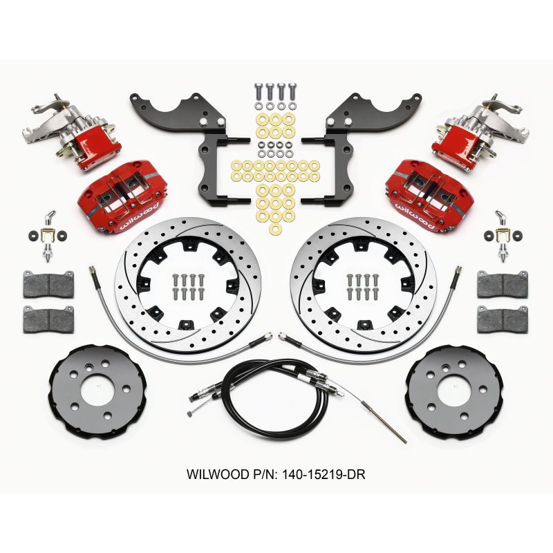 Wilwood Dynapro Radial4 / MC4 Rear Kit 12.19 Drilled Red 2014-2015 Mini Cooper w/Lines & Cables