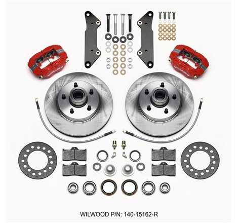 Wilwood Forged Dynalite-M Front Kit 11.88in 1 PC Rotor&Hub Red Cadillac 1957-60