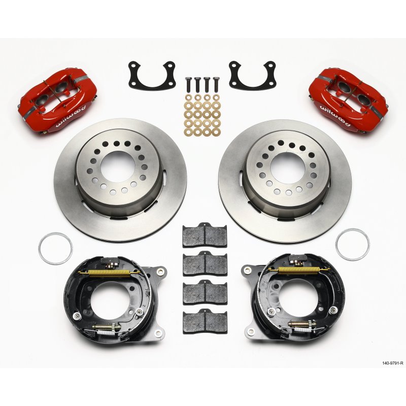 Wilwood Forged Dynalite P/S Park Brake Kit Red New Big Ford 2.50in Offset Front Caliper Mount