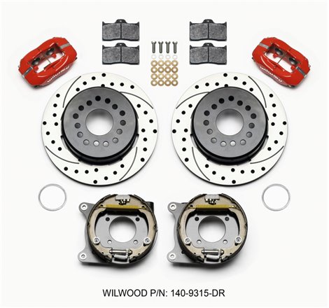 Wilwood Forged Dynalite P/S Park Brake Kit Drilled Red 12 Bolt 2.75in offset Staggered Shock