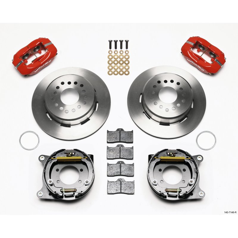 Wilwood Forged Dynalite P/S Park Brake Kit Red Ford 8.8 w/2.5in Offset-5 Lug