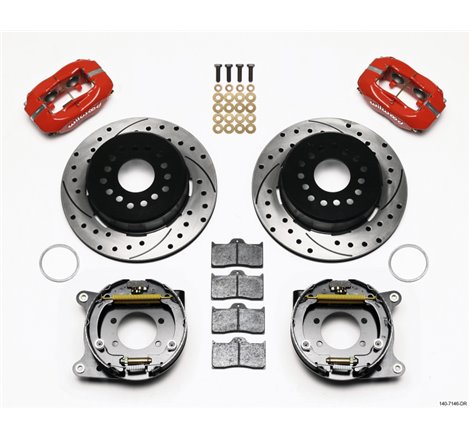 Wilwood Forged Dynalite P/S Park Brake Kit Drilled Red Ford 8.8 w/2.5in Offset-5 Lug