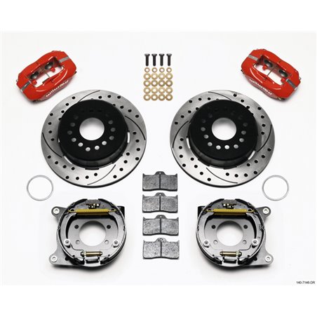 Wilwood Forged Dynalite P/S Park Brake Kit Drilled Red Ford 8.8 w/2.5in Offset-5 Lug