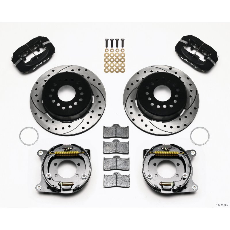 Wilwood Forged Dynalite P/S Park Brake Kit Drilled Ford 8.8 w/2.5in Offset-5 Lug