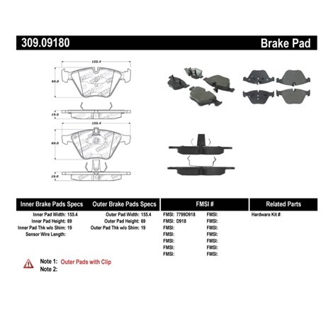 StopTech Performance 07-09 BMW E90/E92/E93 335i Coupe/Sedan Front Brake Pads D918