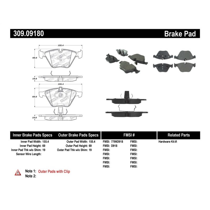 StopTech Performance 07-09 BMW E90/E92/E93 335i Coupe/Sedan Front Brake Pads D918