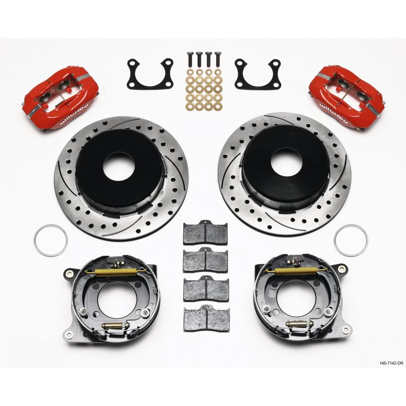 Wilwood Forged Dynalite P/S Park Brake Kit Drilled Red Big Ford 2.36in Offset Currie Blank