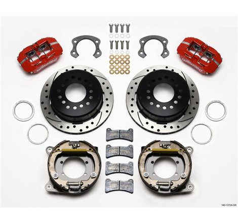 Wilwood Dynapro Low-Profile 11.00in P-Brake Kit Drill-Red Ford 8.8 Special w/2.50in Offset-5 Lug