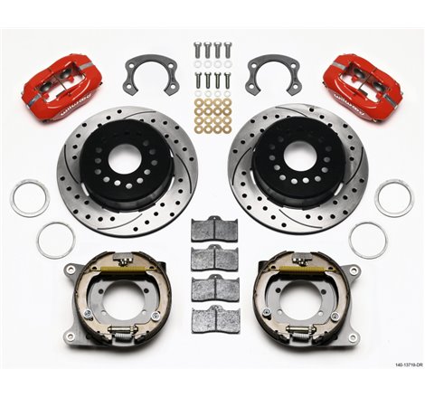 Wilwood Forged Dynalite P/S Park Brake Kit Drilled Red Ford 8.8 Special w/2.50in Offset-5 Lug