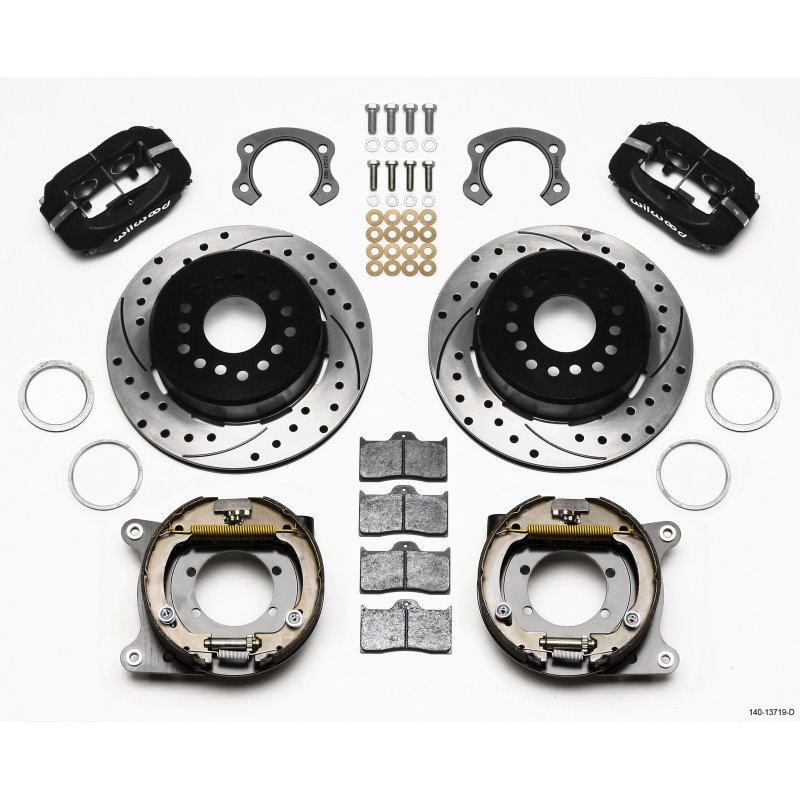 Wilwood Forged Dynalite P/S Park Brake Kit Drilled Ford 8.8 Special w/2.50in Offset-5 Lug