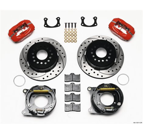 Wilwood Forged Dynalite P/S Park Brake Kit Drilled Red BOP Axle 2.75in Bearing 2.75 Offset