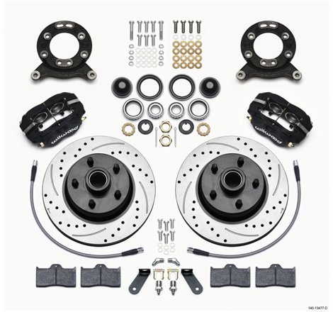 Wilwood Forged Dynalite-M Front Kit 11.30in 1 PC Rotor&Hub-Drill 70-73 Mustang Disc & Drum Spindle