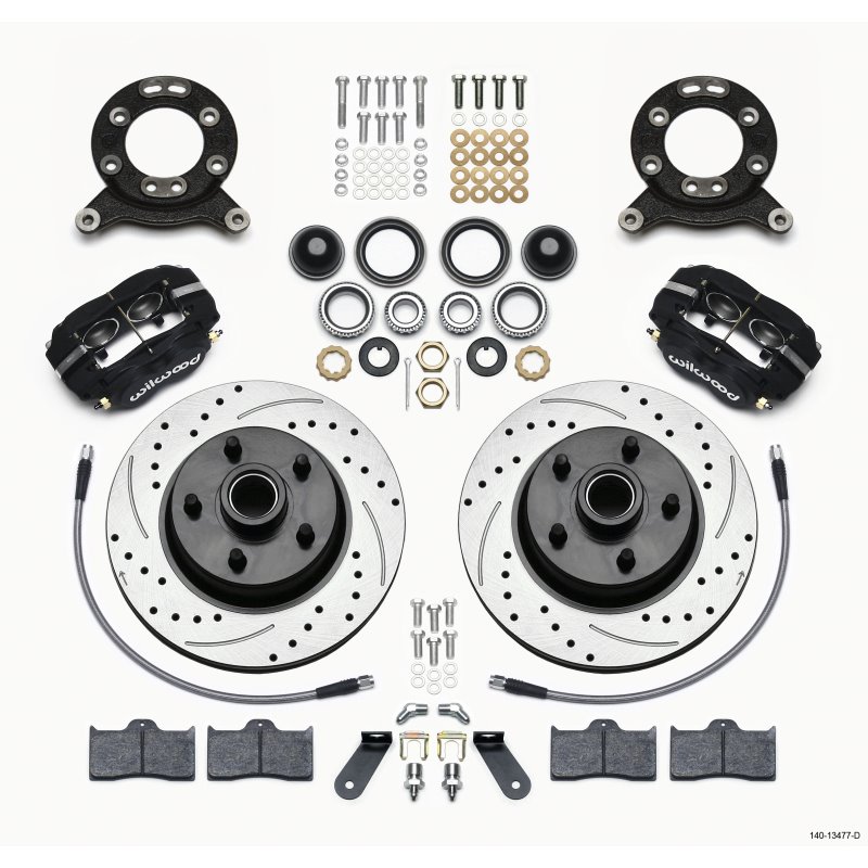 Wilwood Forged Dynalite-M Front Kit 11.30in 1 PC Rotor&Hub-Drill 70-73 Mustang Disc & Drum Spindle