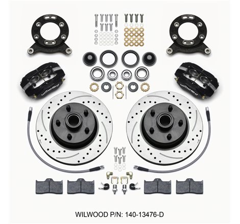 Wilwood Forged Dynalite-M Front Kit 11.30in 1 PC Rotor&Hub-Drill 65-69 Mustang Disc & Drum Spindle