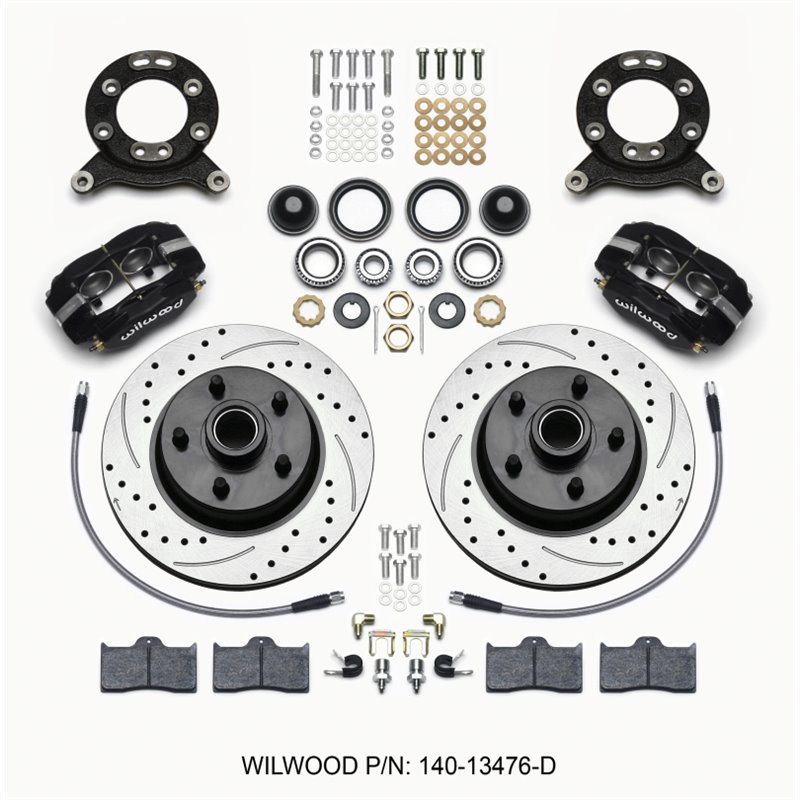 Wilwood Forged Dynalite-M Front Kit 11.30in 1 PC Rotor&Hub-Drill 65-69 Mustang Disc & Drum Spindle