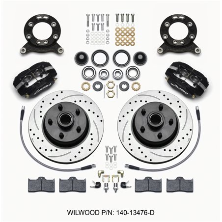 Wilwood Forged Dynalite-M Front Kit 11.30in 1 PC Rotor&Hub-Drill 65-69 Mustang Disc & Drum Spindle