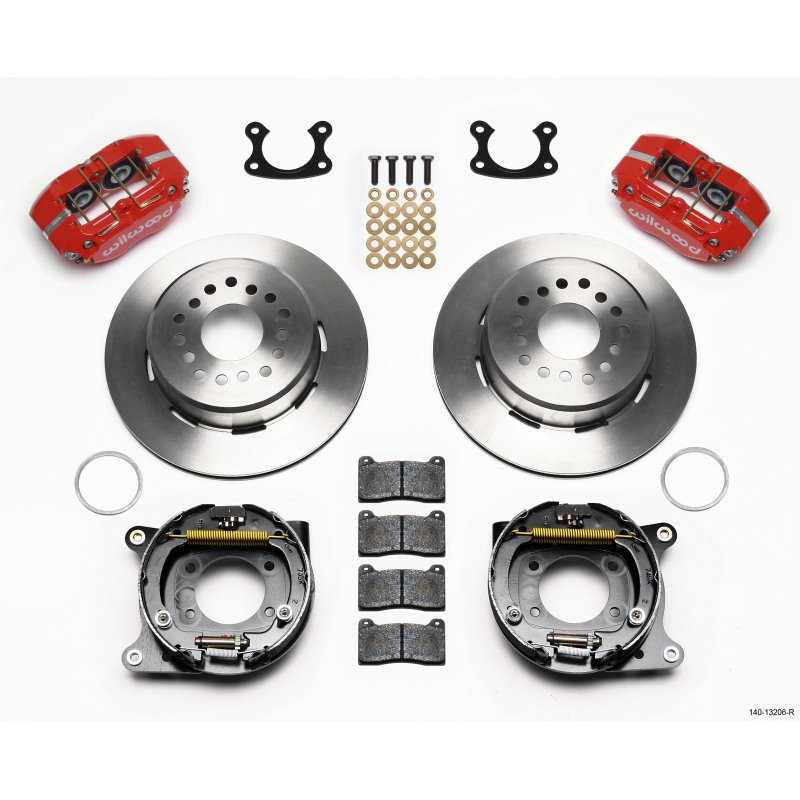 Wilwood Dynapro Dust-Boot P/S Park Brake Kit Red Small Ford 2.50in Offset