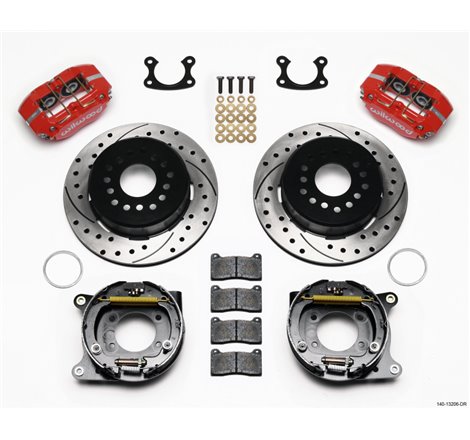 Wilwood Dynapro Dust-Boot P/S Park Brake Kit Drilled Red Small Ford 2.50in Offset