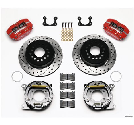 Wilwood Dynapro Dust-Boot P/S Park Brake Kit Drilled Red Small Ford 2.66in Offset