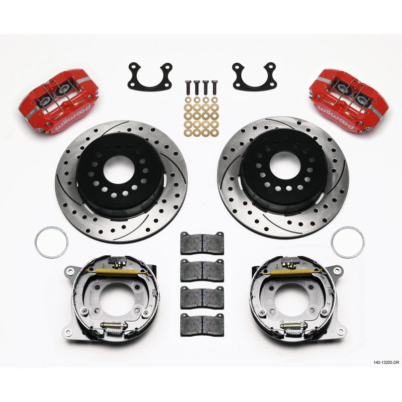 Wilwood Dynapro Dust-Boot P/S Park Brake Kit Drilled Red Small Ford 2.66in Offset