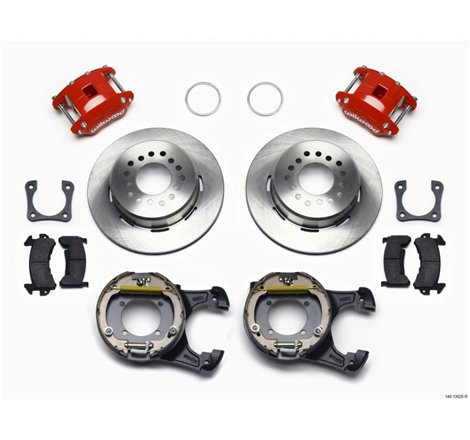 Wilwood D154 P/S Park Brake Kit Red 12 Bolt 2.81in Offset Staggered Shock