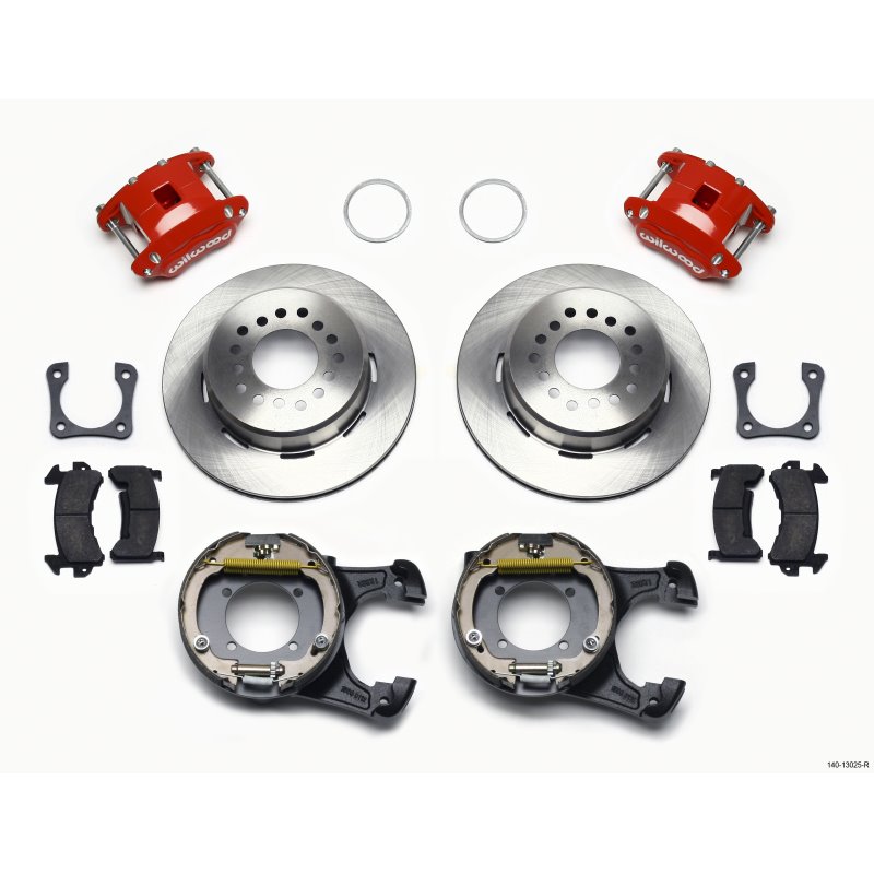 Wilwood D154 P/S Park Brake Kit Red 12 Bolt 2.81in Offset Staggered Shock