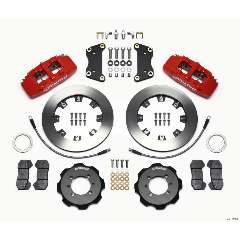 Wilwood Dynapro 6 Front Hat Kit 12.19in Red 2012 Fiat 500 w/ Lines