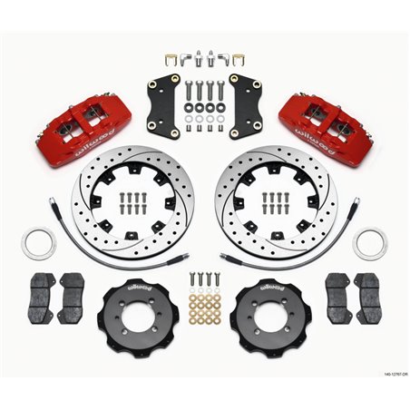 Wilwood Dynapro 6 Front Hat Kit 12.19in Drilled Red 2012 Fiat 500 w/ Lines