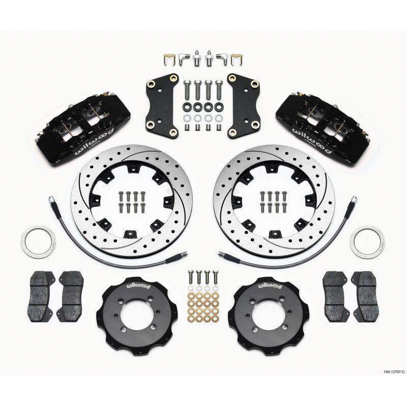 Wilwood Dynapro 6 Front Hat Kit 12.19in Drilled 2012 Fiat 500 w/ Lines