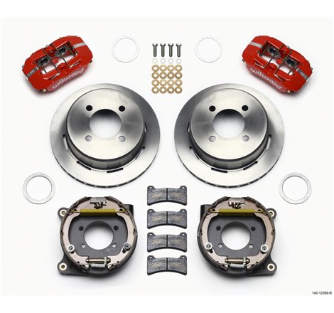 Wilwood Dynapro Low-Profile 11.00in P-Brake Kit - Red Ford 7.5in Rear 2.80 Offset - 4-Lug