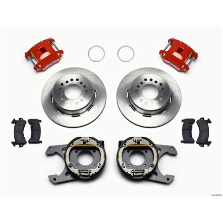 Wilwood D154 P/S Park Brake Kit Red 12 Bolt 2.75in offset Staggered Shock