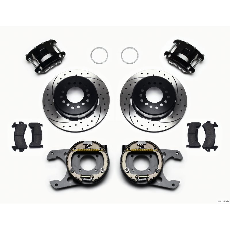 Wilwood D154 P/S Park Brake Kit Drilled 12 Bolt 2.75in offset Staggered Shock