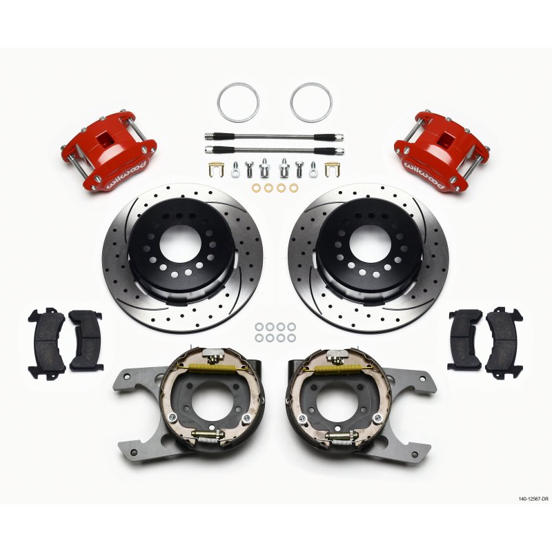 Wilwood D154 P/S P-B Kit Drilled-Red Jeep Dana 35 2.56 Off 5-lug w/ lines