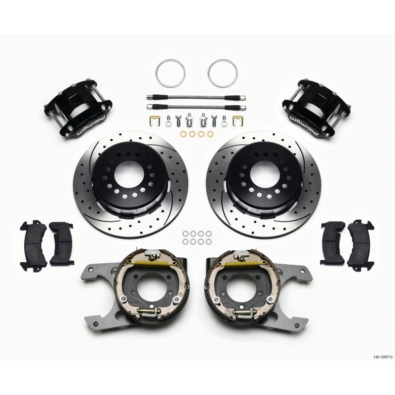 Wilwood D154 P/S Park Brake Kit Drilled Jeep Dana 35 2.56 Off 5-lug w/ lines