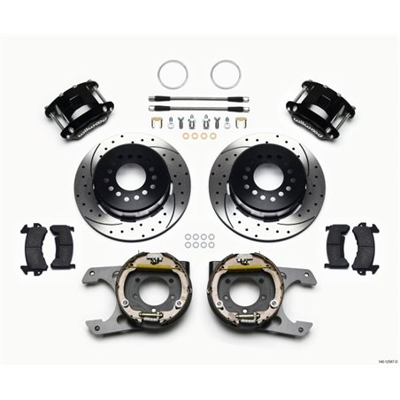 Wilwood D154 P/S Park Brake Kit Drilled Jeep Dana 35 2.56 Off 5-lug w/ lines