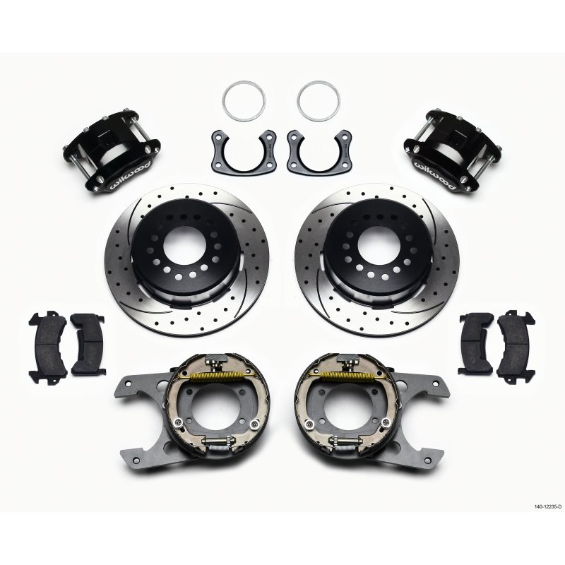 Wilwood D154 P/S Park Brake Kit Drilled New Big Ford 2.50in Off Front Mount