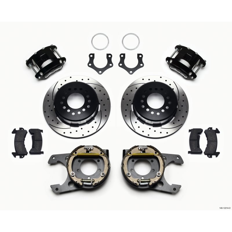 Wilwood D154 P/S Park Brake Kit Drilled Mopar/Dana 2.36in Off w/Snap Ring Brng